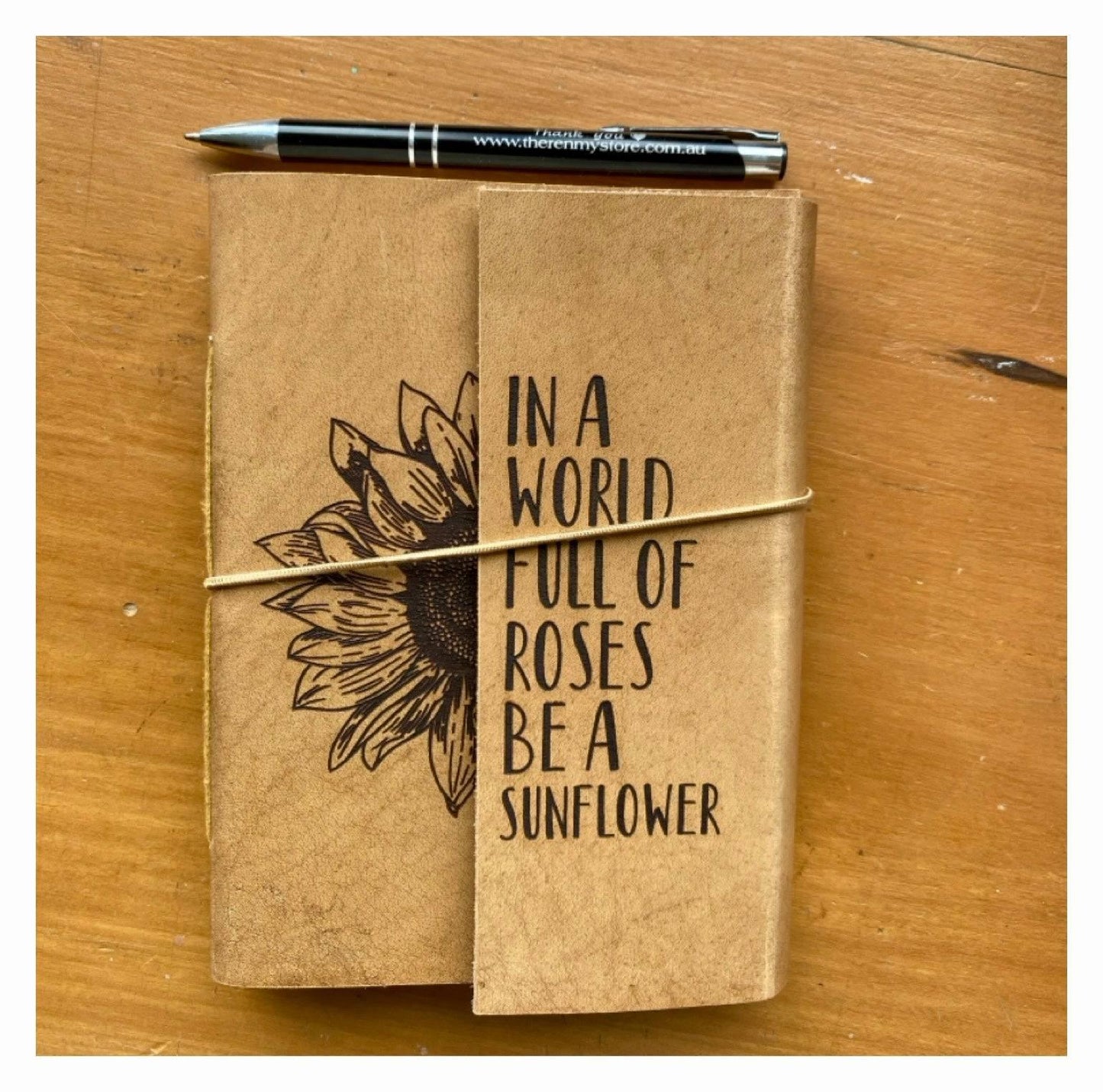 Journal Leather Diary Note Book Sunflower - The Renmy Store Homewares & Gifts 