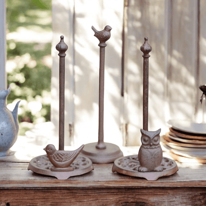 Paper Towel Holder Bird Owl Cast Iron - The Renmy Store Homewares & Gifts 