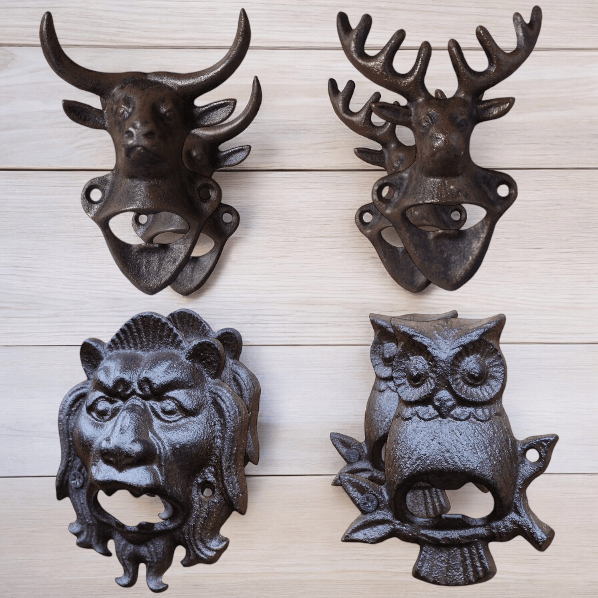 Bottle Opener Wall Mounted Iron Cow Owl Deer Lion - The Renmy Store Homewares & Gifts 