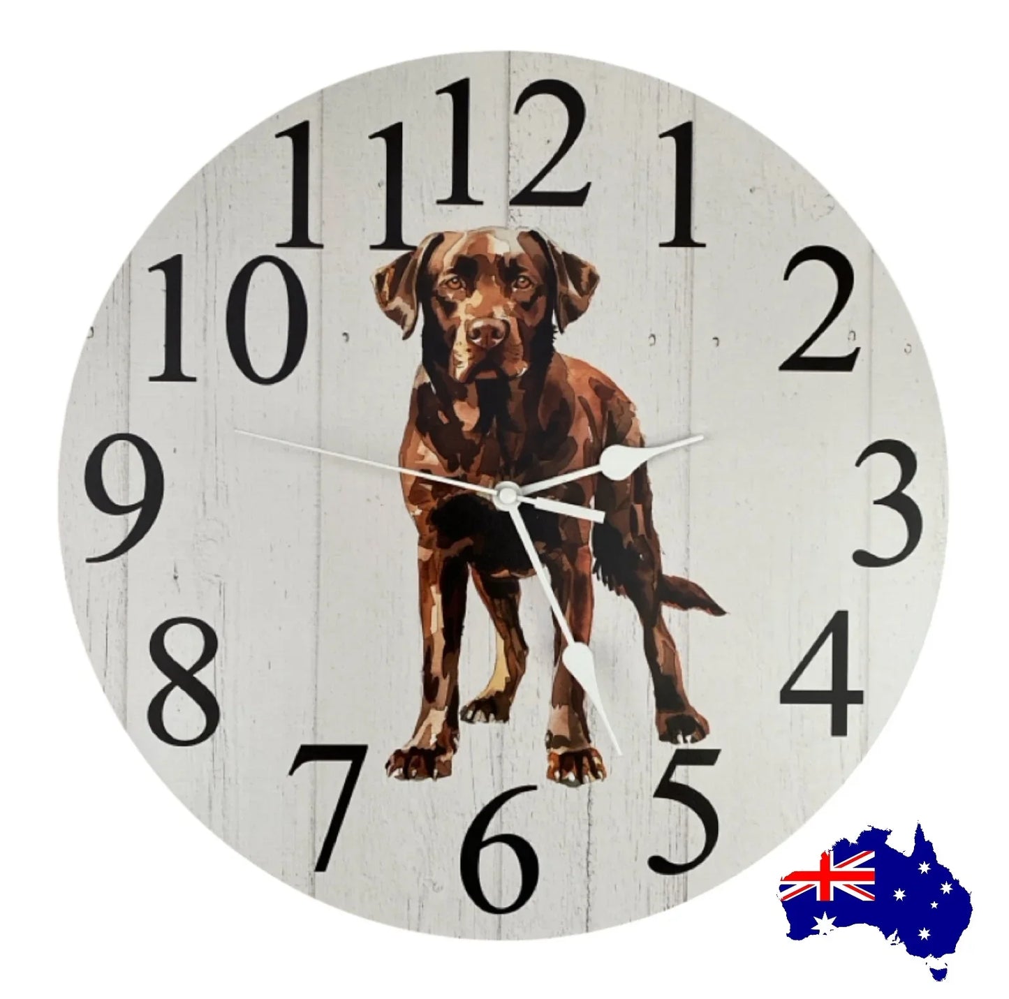Clock Wall Dog Labrador Retriever Chocolate Brown 30cm 60cm Aussie Made