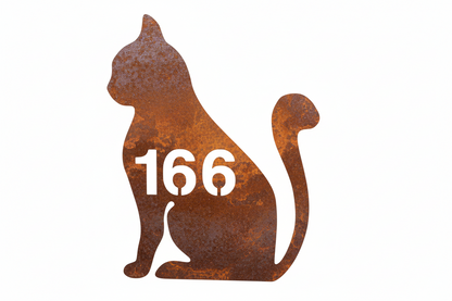 Cat House Number Sign Custom Coastal Metal - Aussie Made