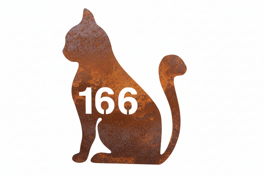 Cat House Number Sign Custom Coastal Metal - Aussie Made