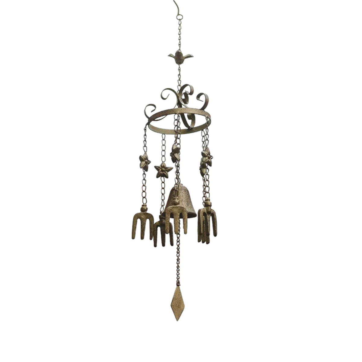 Vintage Cast Iron Bird Wind Chime, 65cm