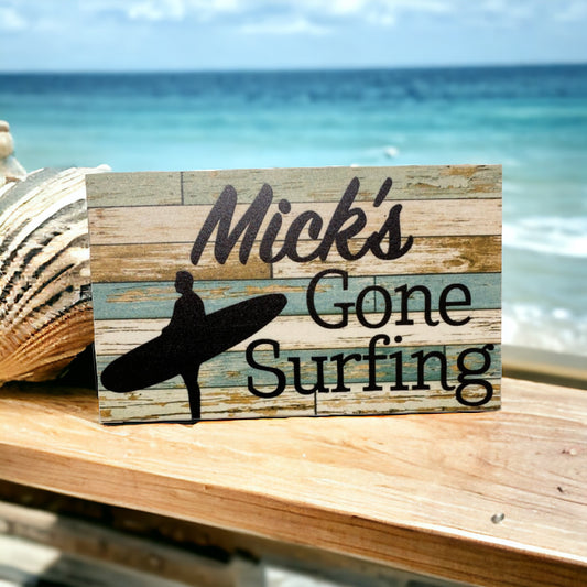 Gone Surfing Beach House Custom Blue Sign - The Renmy Store Homewares & Gifts 