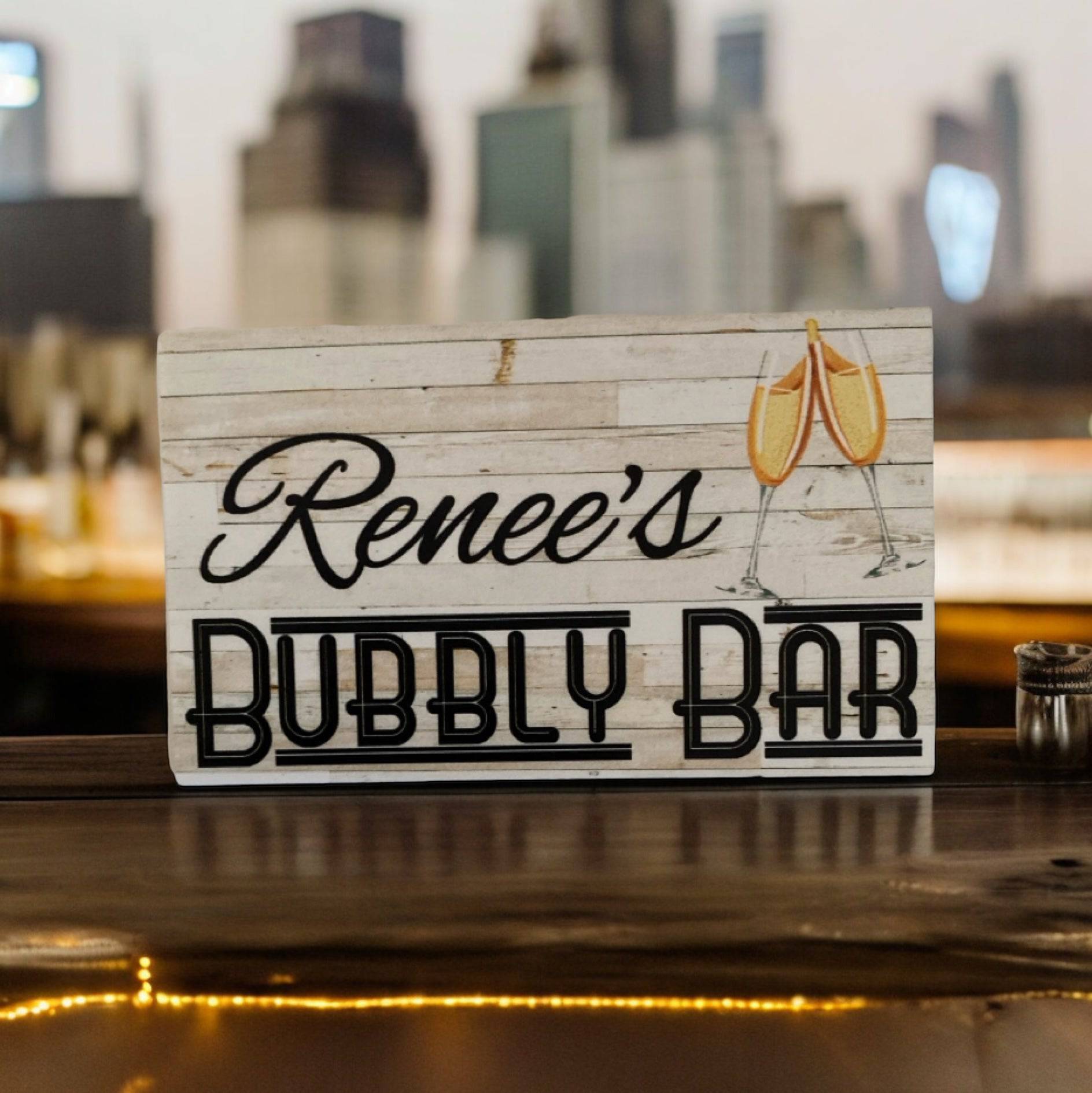 Champagne Bubbly Bar Custom Personalised Sign - The Renmy Store Homewares & Gifts 