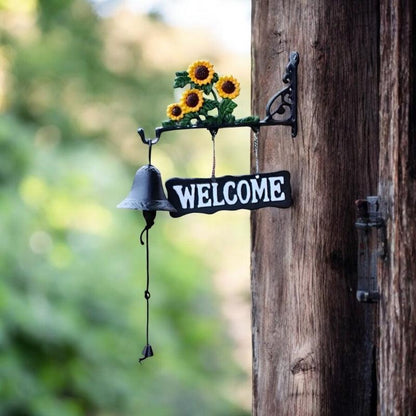 Door Bell Sunflower Welcome Cast Iron