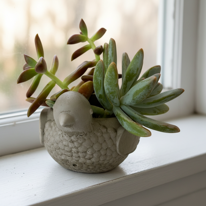 Planter Pot Pigeon Bird Aussie Handmade Concrete