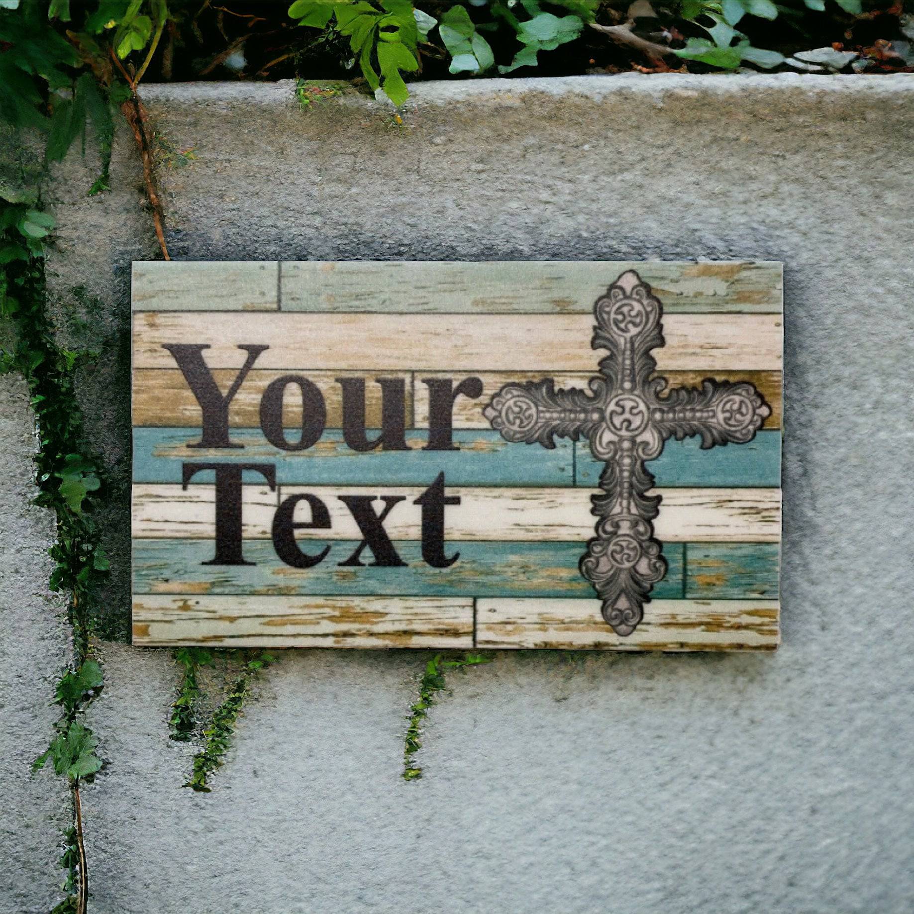 Cross Memorial Religious Faith Custom Personalised Sign - The Renmy Store Homewares & Gifts 