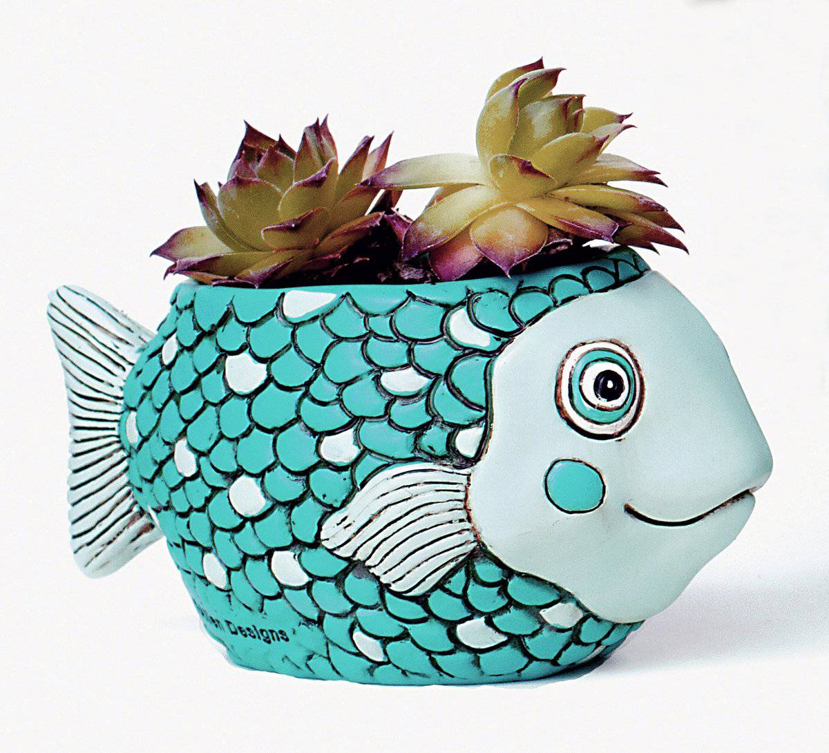 Fish Teal Funky Pot Planter Plant Small - The Renmy Store Homewares & Gifts 