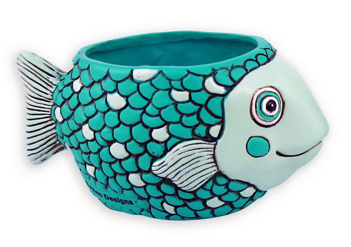 Fish Teal Funky Pot Planter Plant Small - The Renmy Store Homewares & Gifts 