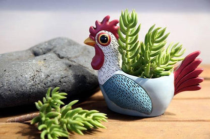 Rooster Blue Pot Planter Plant Small - The Renmy Store Homewares & Gifts 