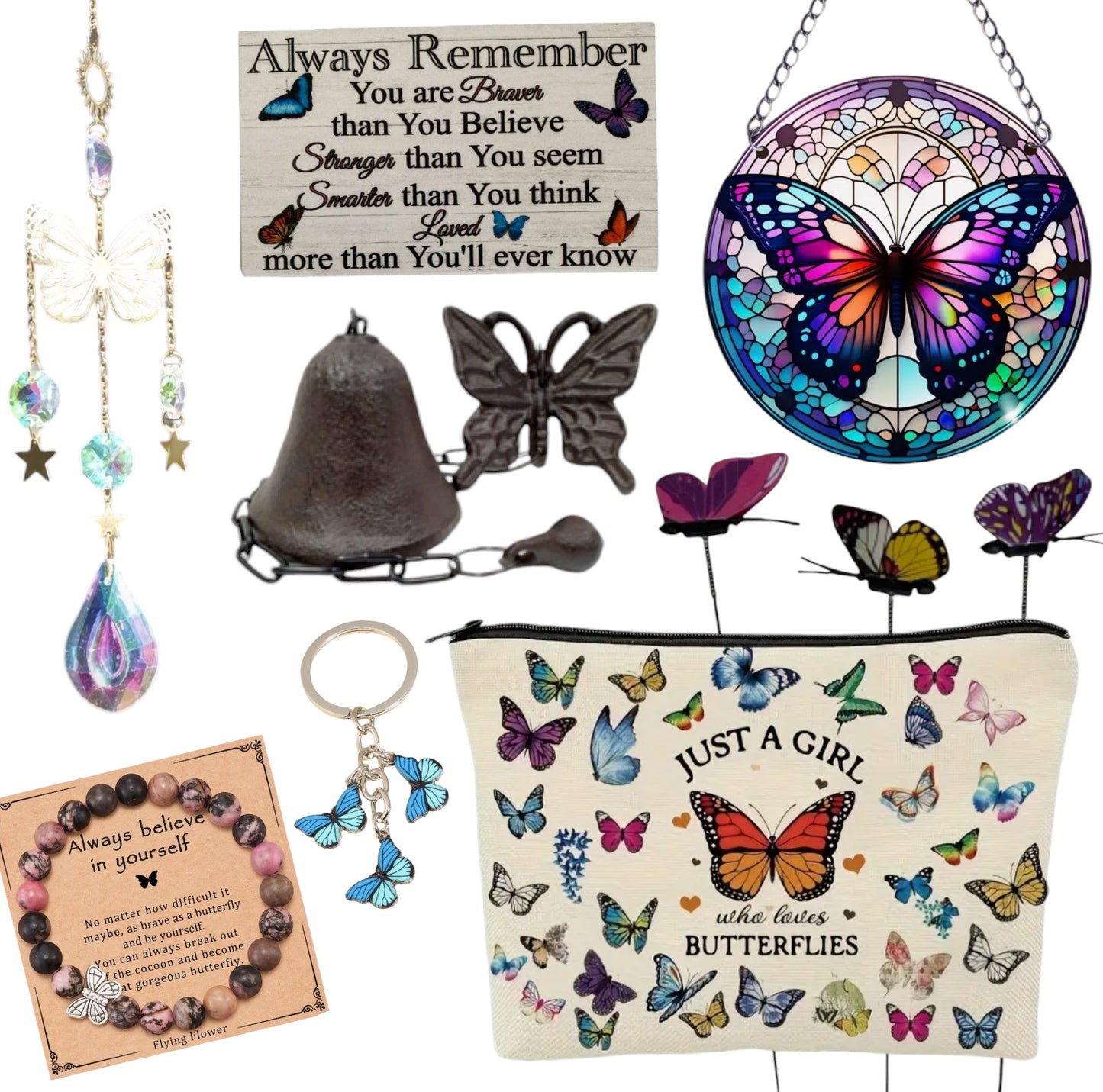 Butterfly Garden Bag Cast Iron Bell Bracelet Sign Gift - The Renmy Store Homewares & Gifts 