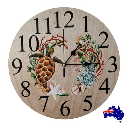 Clock Wall Turtle Ocean Beach Sea House Aussie Made - The Renmy Store Homewares & Gifts 