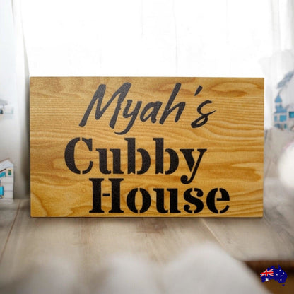 Cubby House Rustic Custom Wording Text Sign - The Renmy Store Homewares & Gifts 