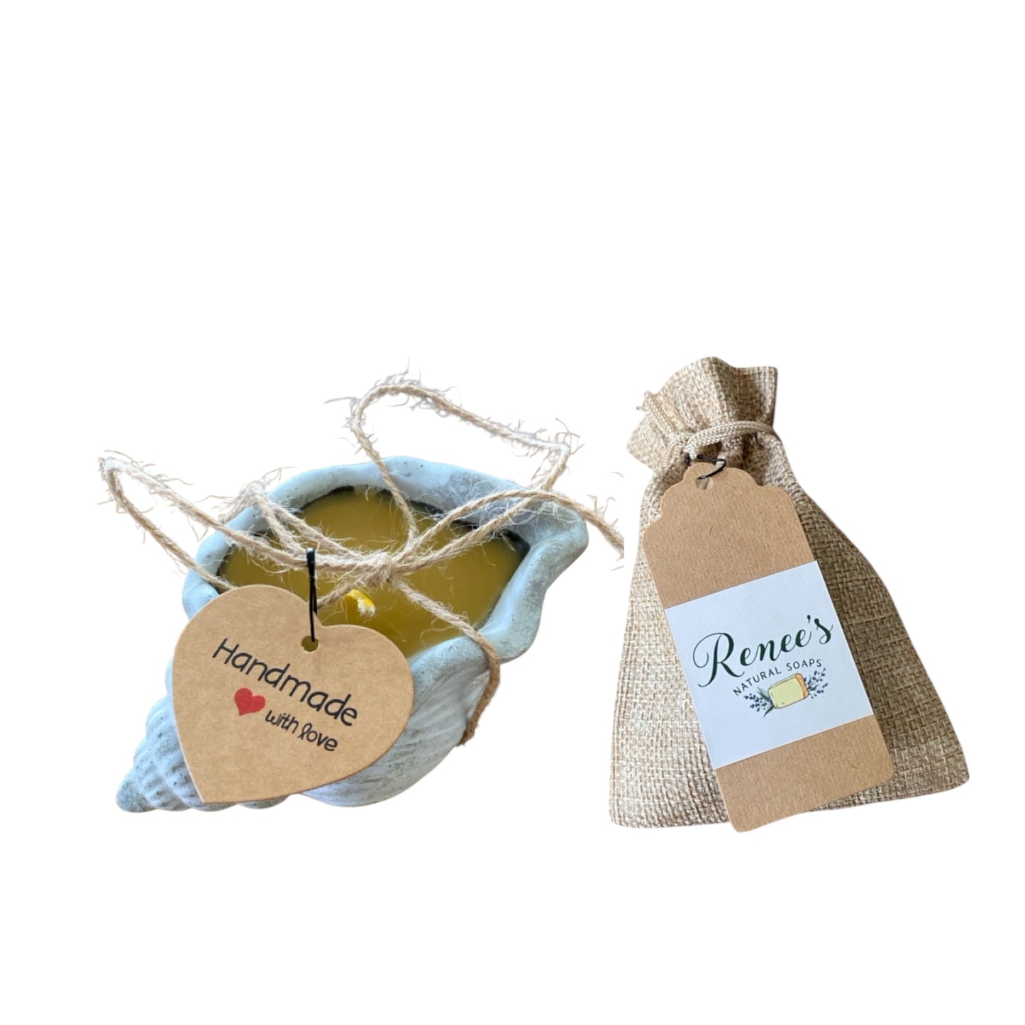 Shell Beeswax Candle Olive Oil Soap Gift Set Aussie Handmade
