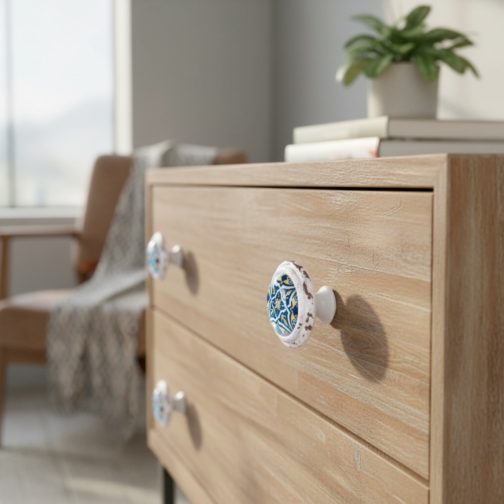 Cabinet Knob Set of 2 | Eos Rustic Metal & Resin Drawer Pull