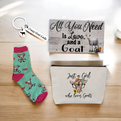 Goat Lover Socks Keyring Bag Love and Goat Sign Gift Set - The Renmy Store Homewares & Gifts 