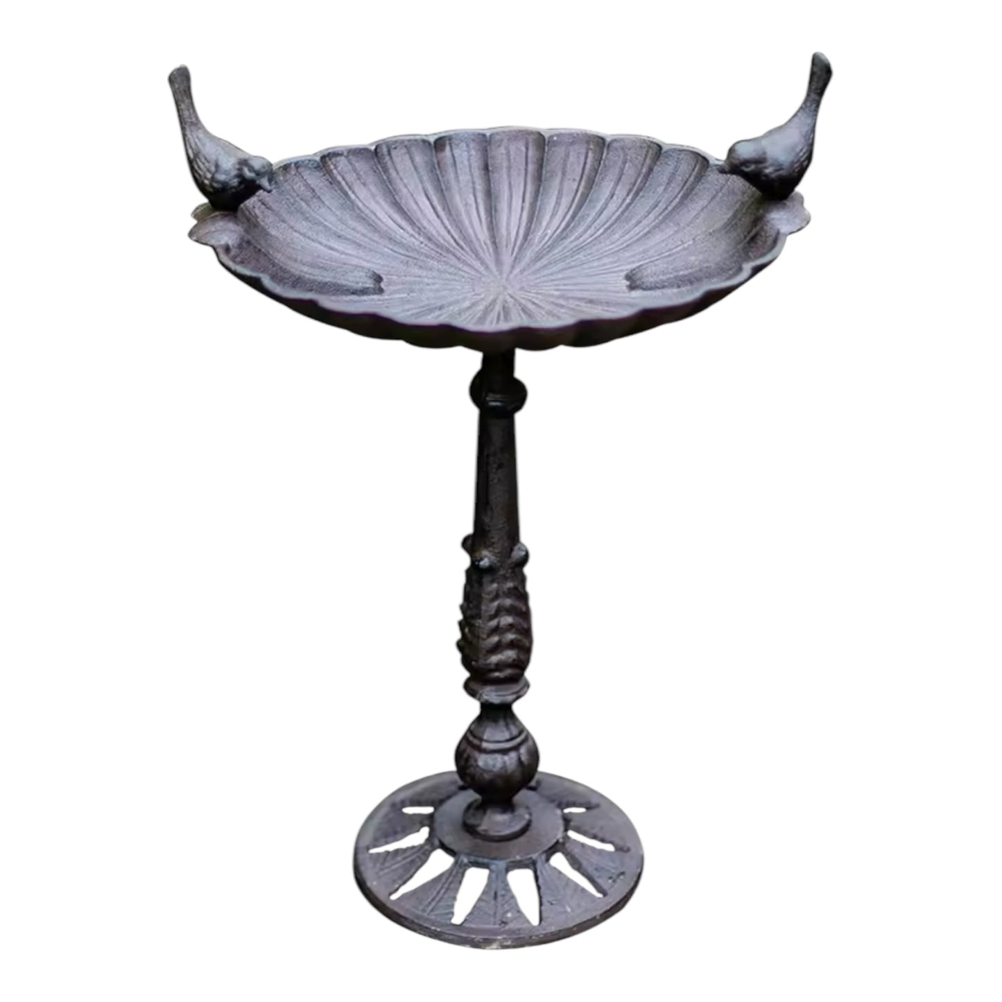 Rustic Bird Bath Feeder Heavy Cast Iron Garden