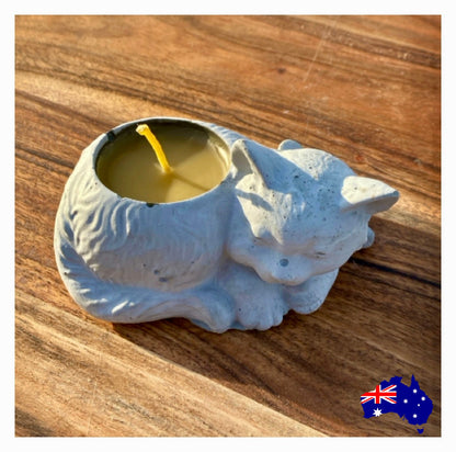 Pure Beeswax Cat Kitty Candle Aussie Handmade