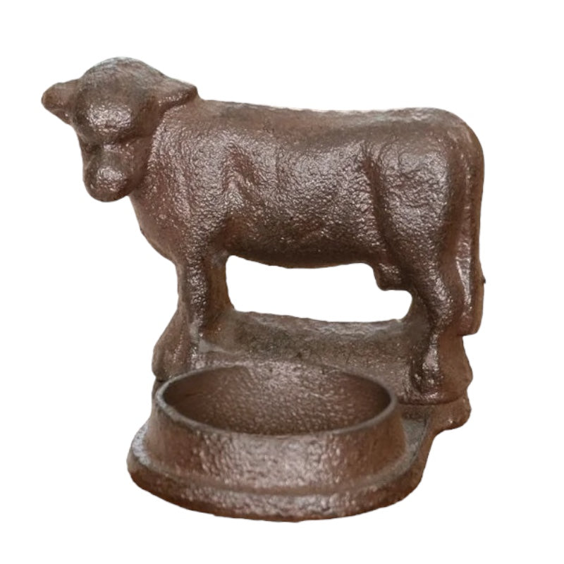 Candle Holder Cow Rustic Cast Iron