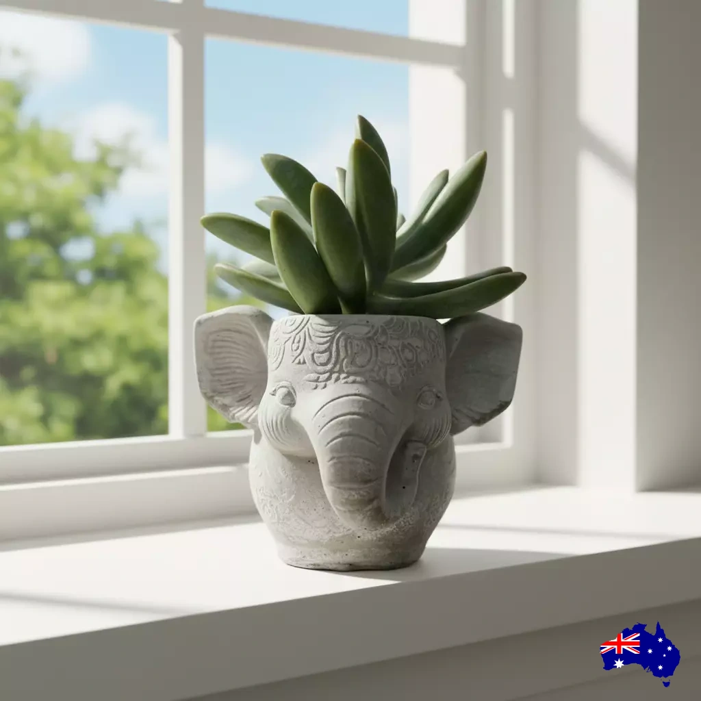Planter Pot Elephant Boho Aussie Handmade Concrete