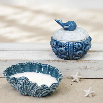 Coastal Gift Set | Shell Candle, Whale Trinket Dish & Starfish | Beach House Hamper
