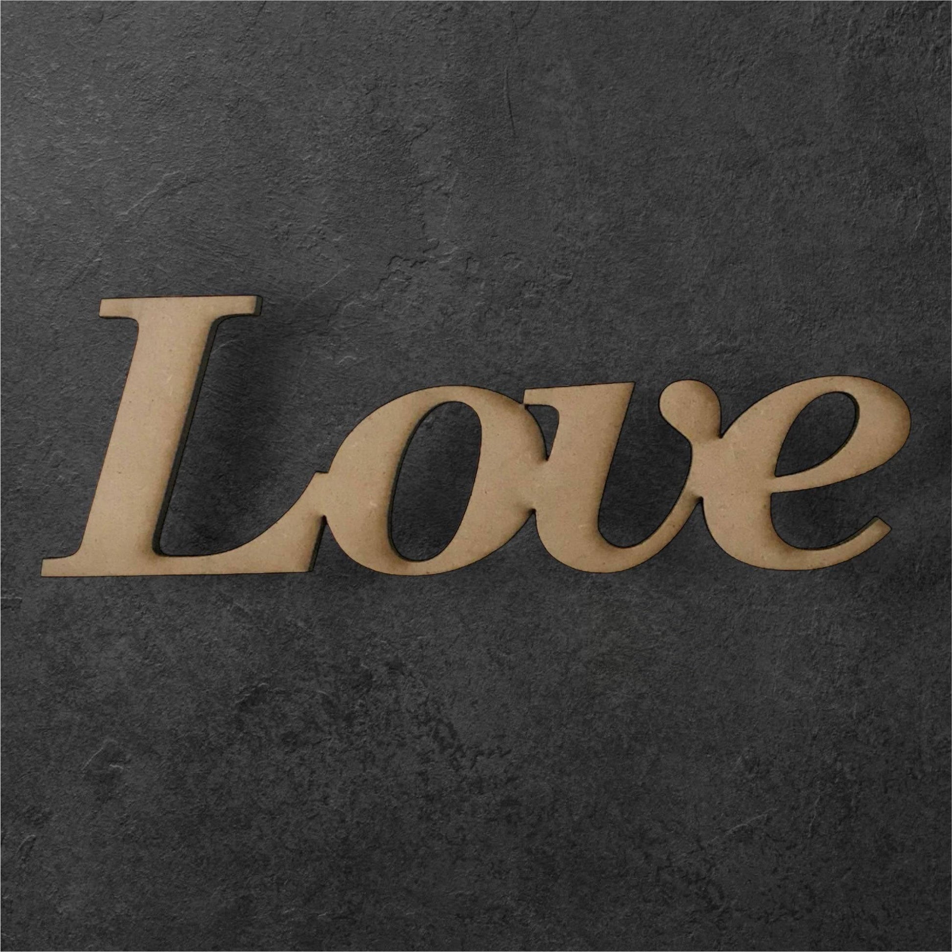 Love MDF Shape Word Raw Wooden - The Renmy Store Homewares & Gifts 