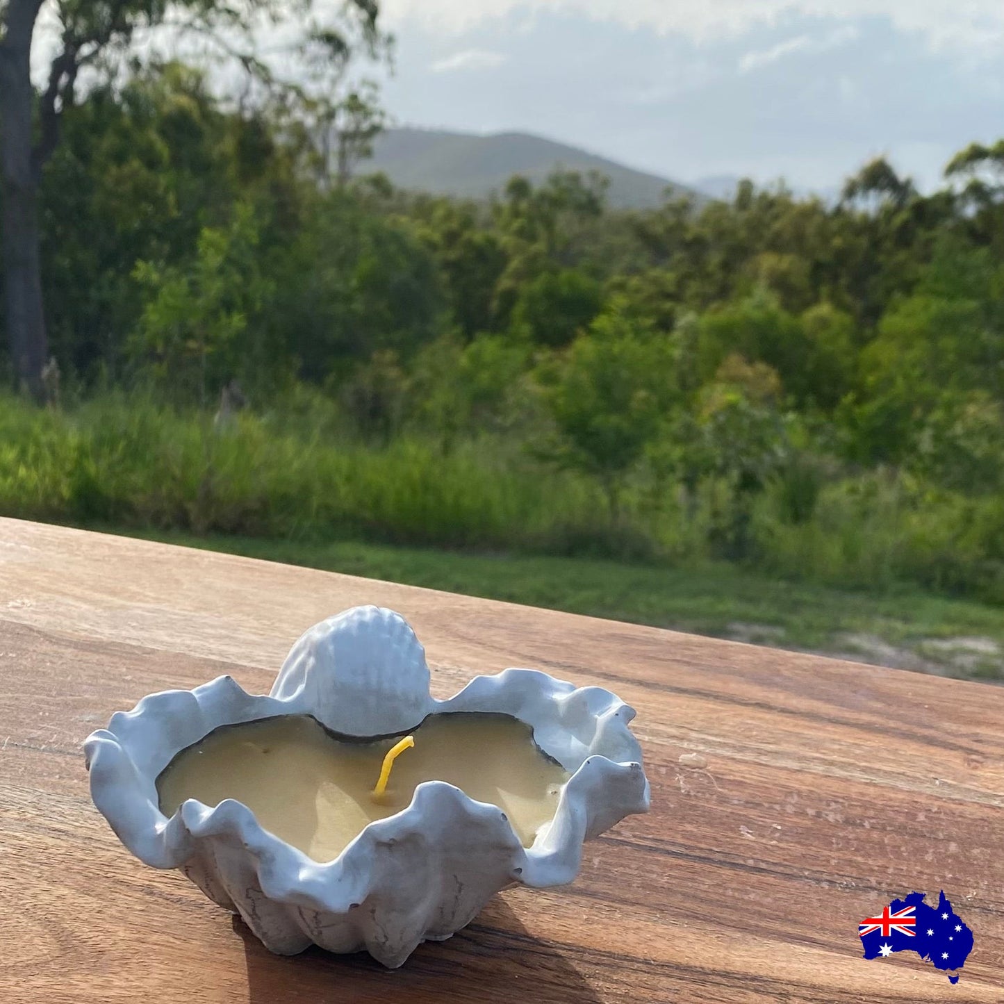 Pure Beeswax Shell Ocean Candle Aussie Handmade