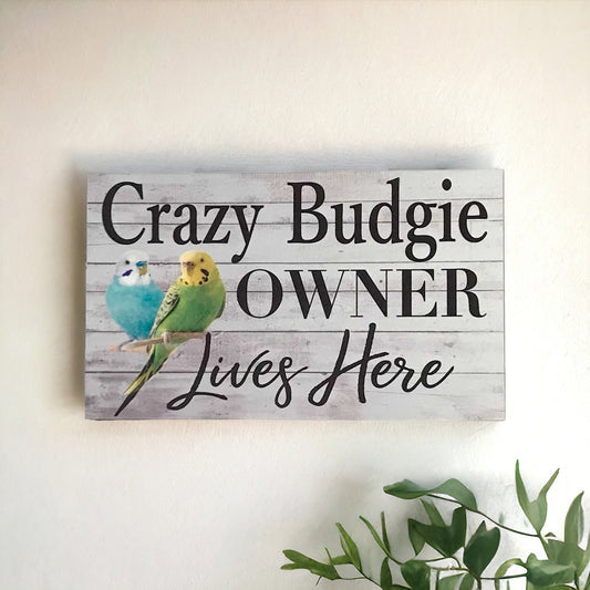 Crazy Budgie Owner Lives Here Sign - The Renmy Store Homewares & Gifts 
