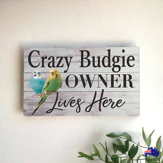 Crazy Budgie Owner Lives Here Sign - The Renmy Store Homewares & Gifts 