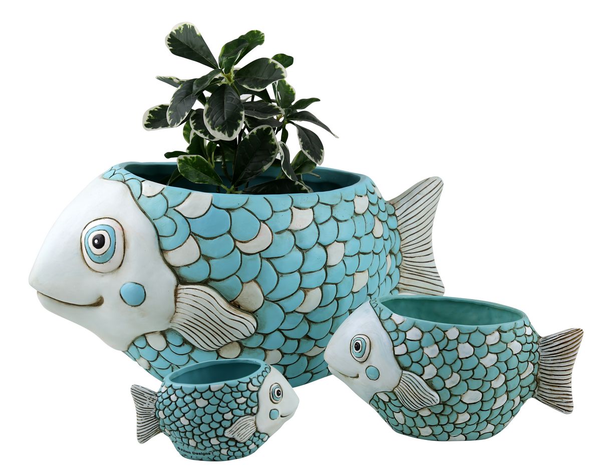 Fish Blue Funky Pot Planter Plant Large - The Renmy Store Homewares & Gifts 