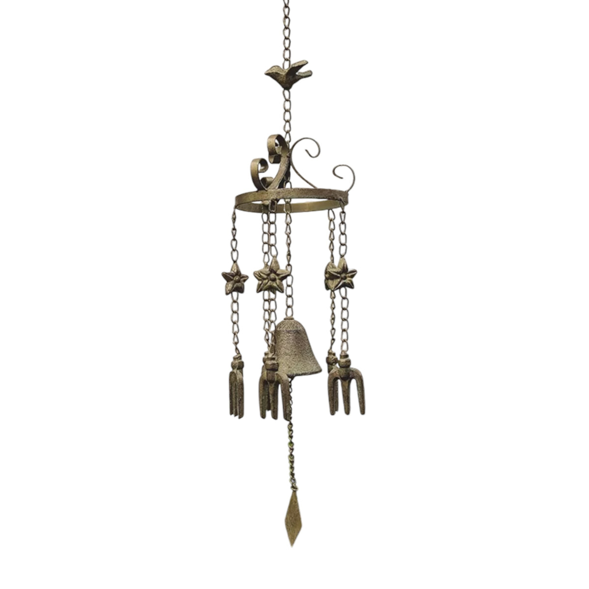 Vintage Cast Iron Bird Wind Chime, 65cm