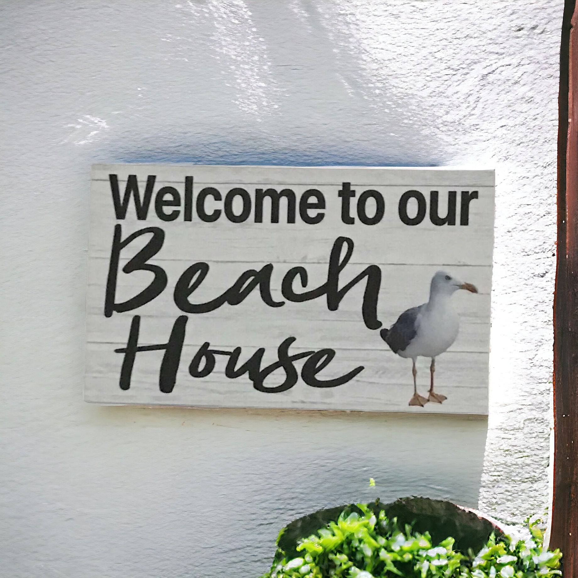 Welcome Beach House Seagull Sign - The Renmy Store Homewares & Gifts 