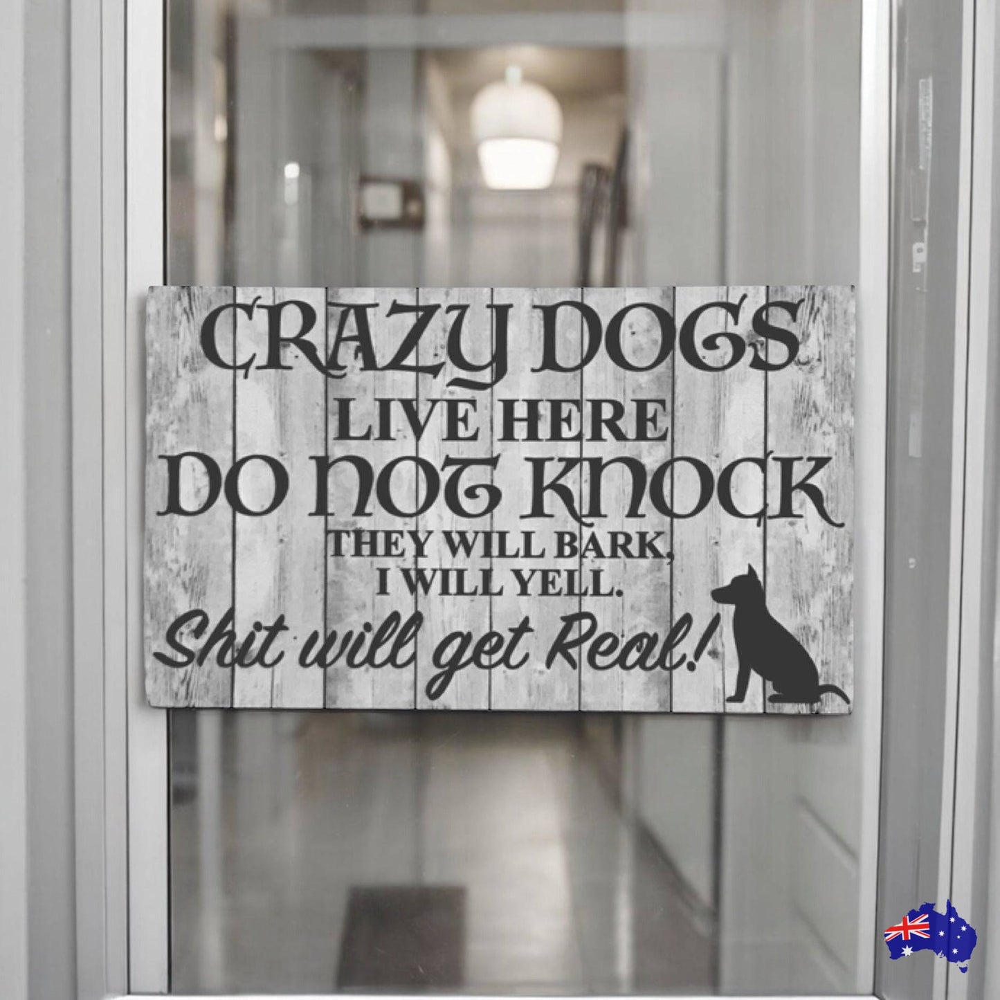 Crazy Dogs Live Here Do Not Knock Sign - The Renmy Store Homewares & Gifts 