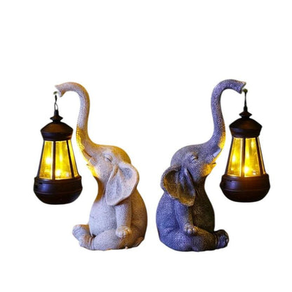 Solar Lantern Elephant Garden Ornament