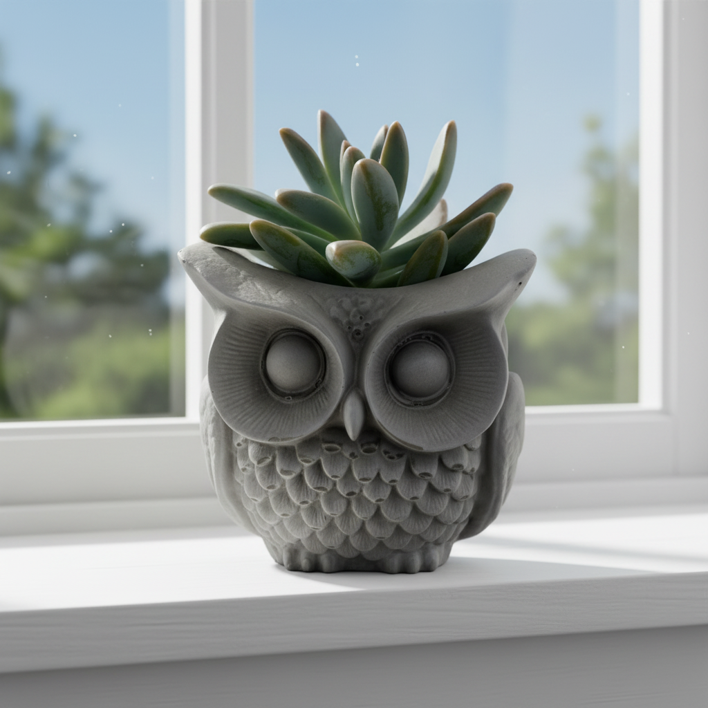 Planter Pot Owl Bird Aussie Handmade Concrete
