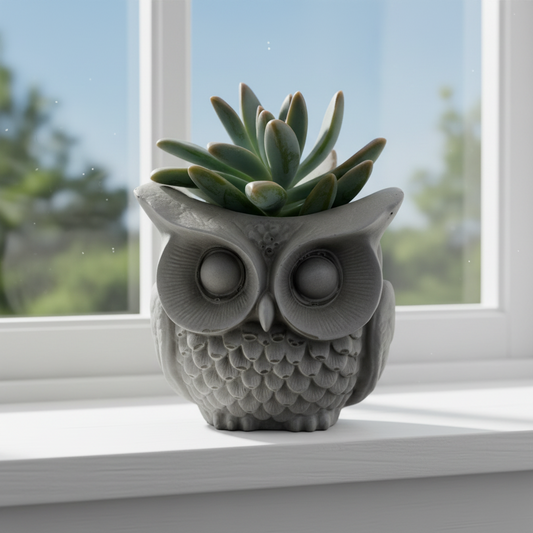 Planter Pot Owl Bird Aussie Handmade Concrete