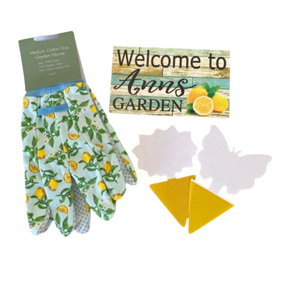 Garden Lemon Gloves Personalised Sign Gardener Gift Set - The Renmy Store Homewares & Gifts 