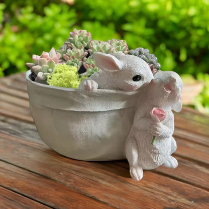 Bunny Rabbit Planter Pot Garden Flower