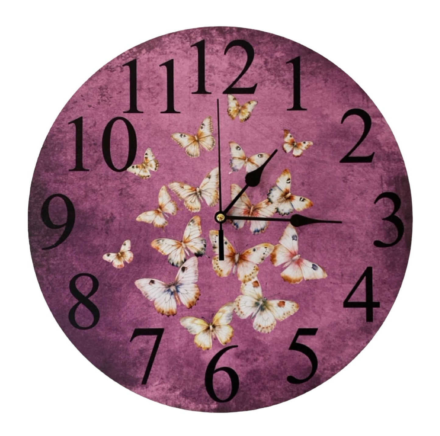 Clock Wall Butterfly Cottage Purple Aussie Made - The Renmy Store Homewares & Gifts 