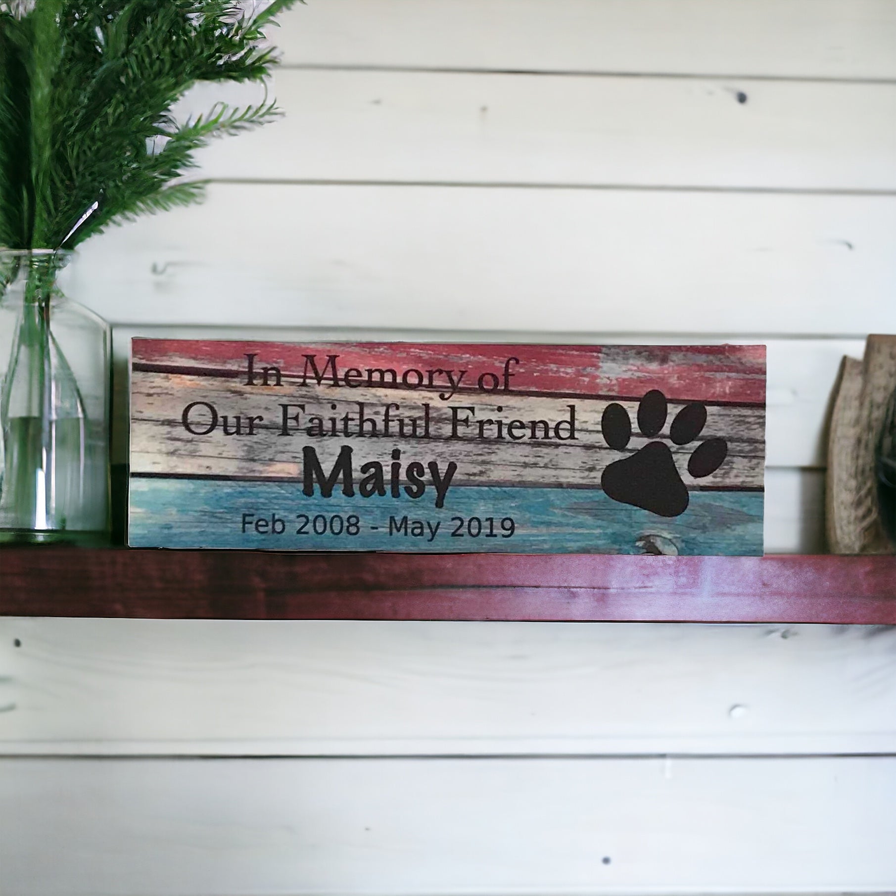 Custom Pet RIP Memorial Dog Cat Sign Rustic Blue - The Renmy Store Homewares & Gifts 