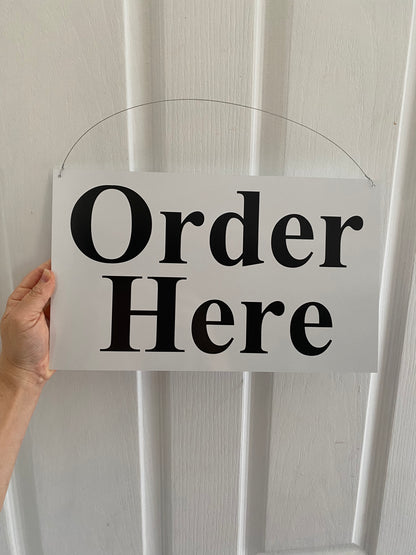 Order Here Sign Custom White | Café Restaurant Business Signage Australia
