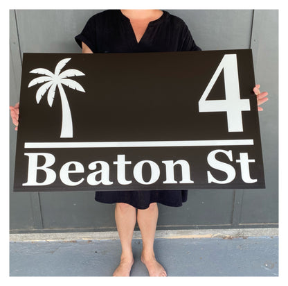 Personalised Street Number Address Palm Sign