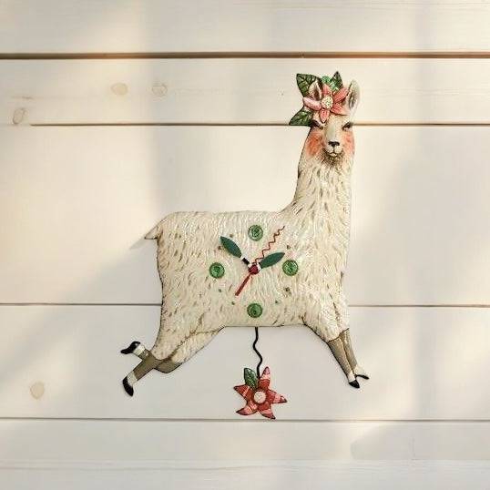 Clock Wall Llama Love Allen Designs Pendulum - The Renmy Store Homewares & Gifts 