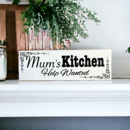 Mum's Kitchen Help Wanted Sign - The Renmy Store Homewares & Gifts 