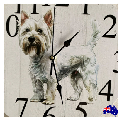 Clock Wall Dog West Highland Terrier Westie 30cm 60cm Aussie Made