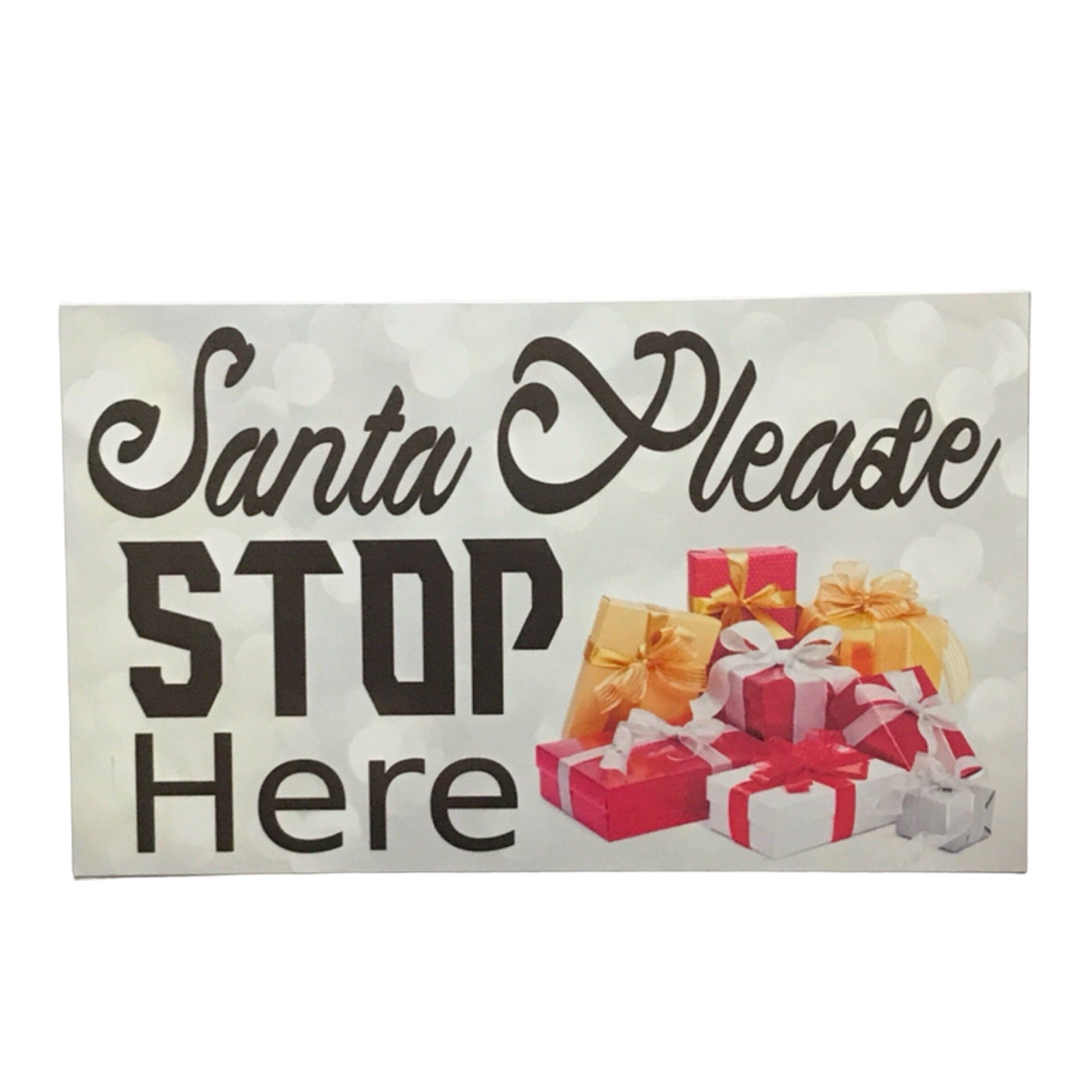 Santa Stop Here Please Christmas Sign - The Renmy Store Homewares & Gifts 