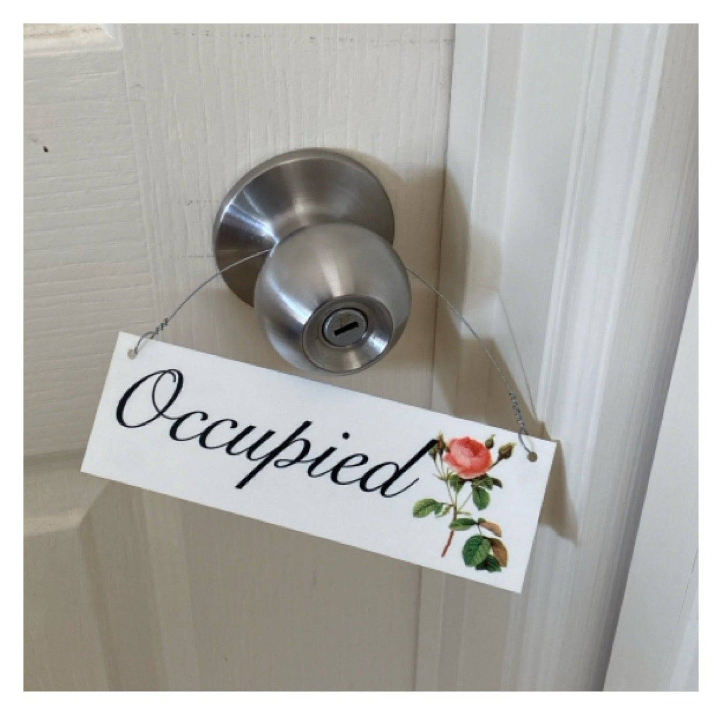 Vacant & Occupied Rose Toilet Bathroom Door Sign - The Renmy Store Homewares & Gifts 