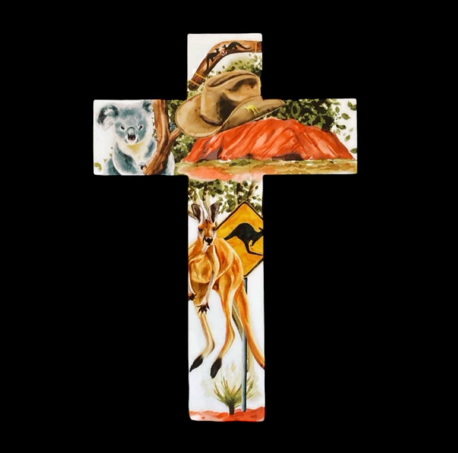 Cross Koala Kangaroo Australia Home Garden Wall Decoration - The Renmy Store Homewares & Gifts 