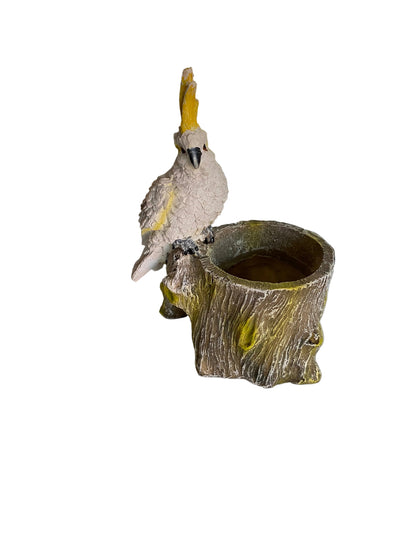 Cockatoo Bird Planter Pot | Resin Hand Painted Planter Australia
